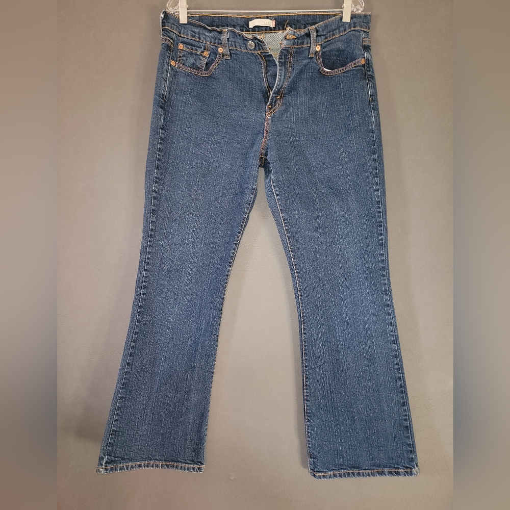 Vintage Levis 515 Boot Cut Jeans Womens Size 8 Short Dark Wash Denim Mid Rise